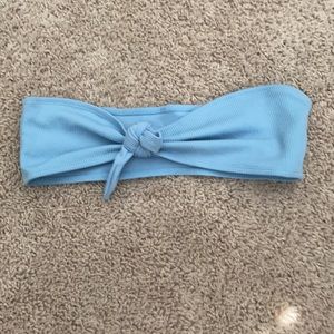 Blue strapless bikini